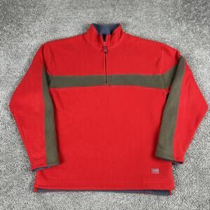 Helly Hansen Pullover Mens XL Red Green Fleece Half Zip Outdoor Hiking Sweater
